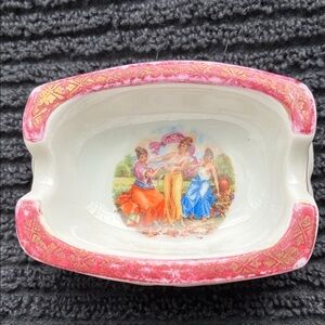Limoges Vintage Ash Tray.  Decorative Dish with Pink And Gold Accents